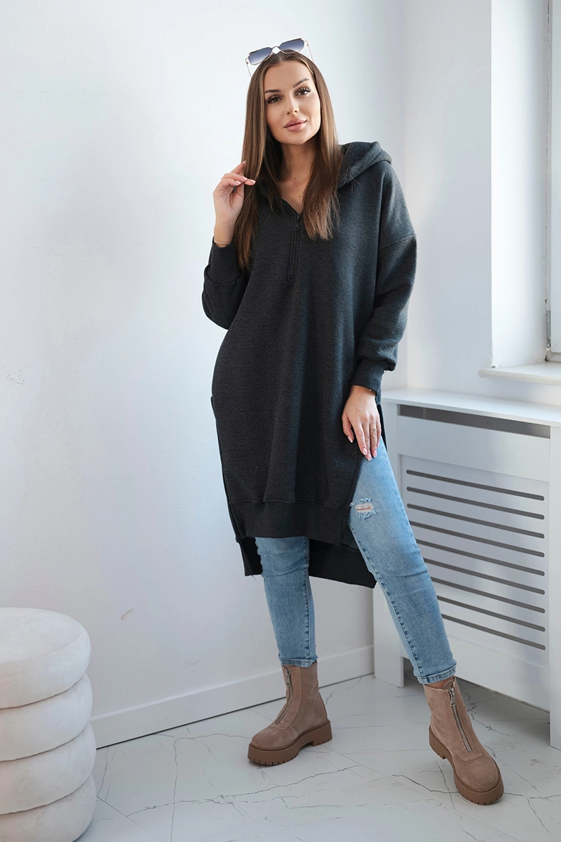 Insulated sweatshirt with graphite side slits