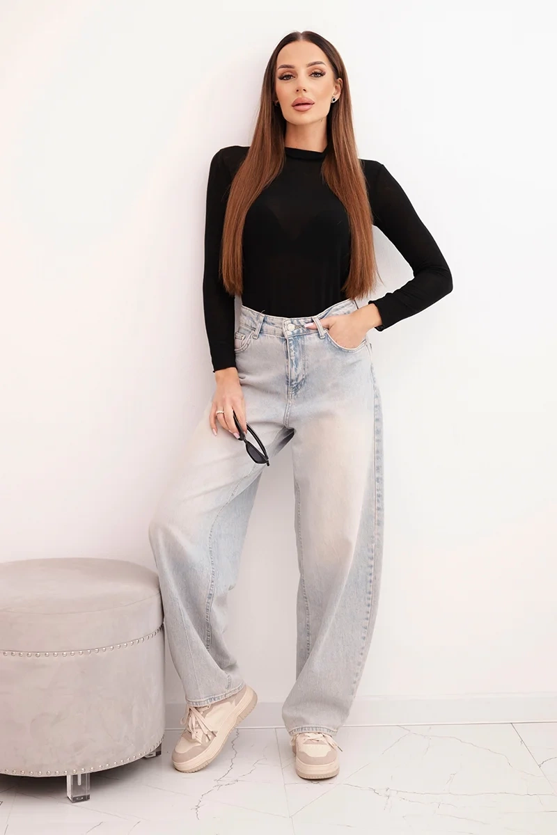 Kesi Włoski Women's cashmere blouse with a delicate turtleneck and long sleeves black