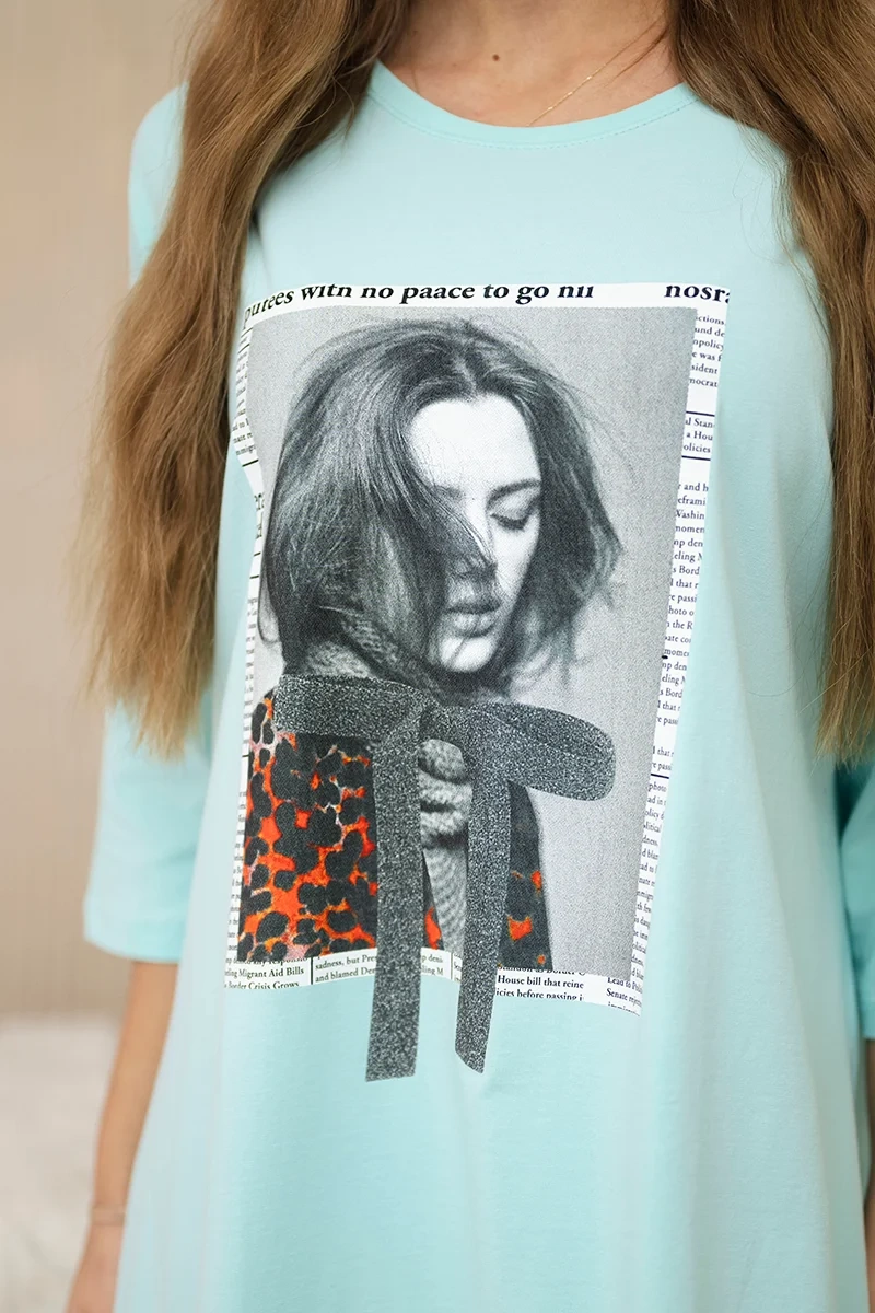 Dress with print and flared hem