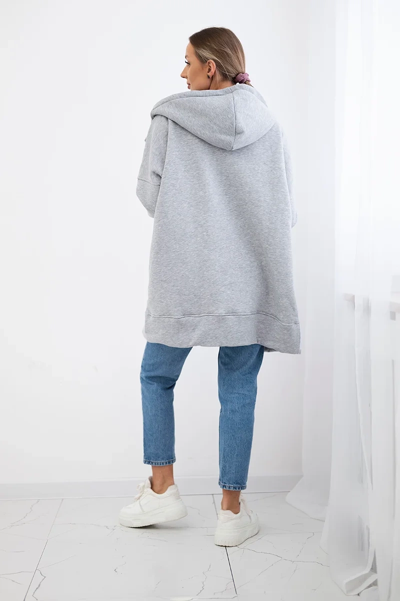 Insulated sweatshirt with zipper in gray color