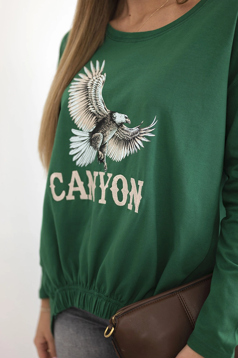 Kesi Women's blouse with eagle and Canyon inscription green
