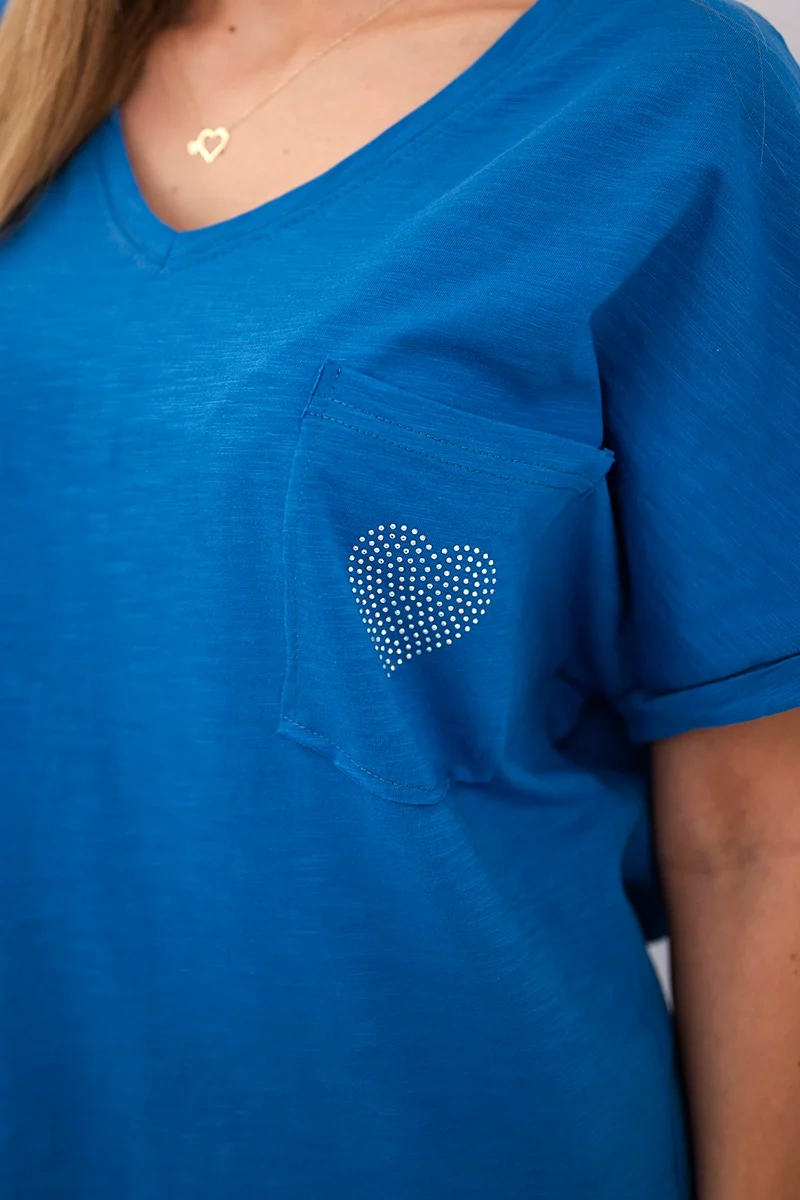 Cotton blouse with pocket jeans