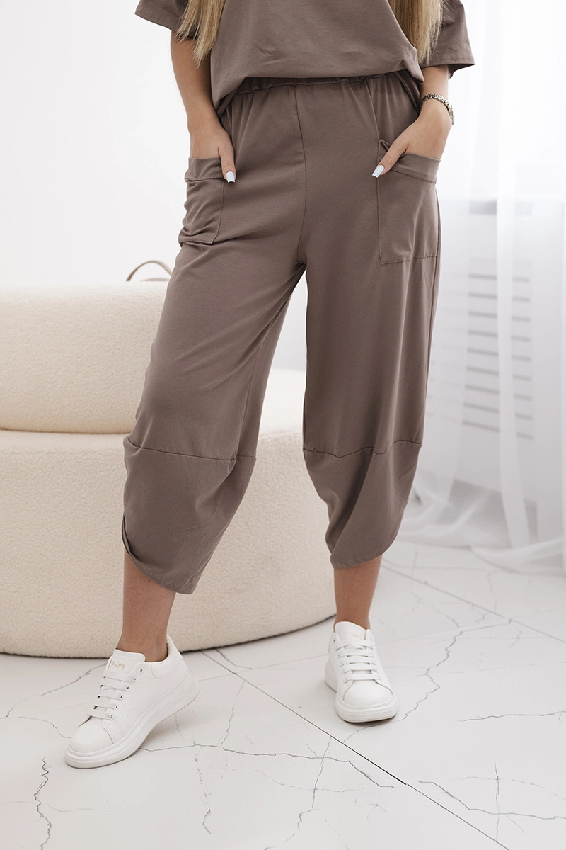 Kesi Włoski Cotton set blouse + trousers fango