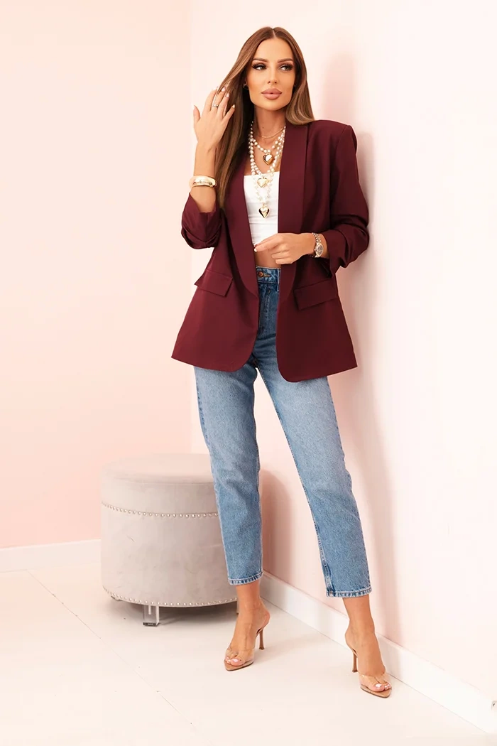 Kesi Włoski Elegant blazer with lapels burgundy