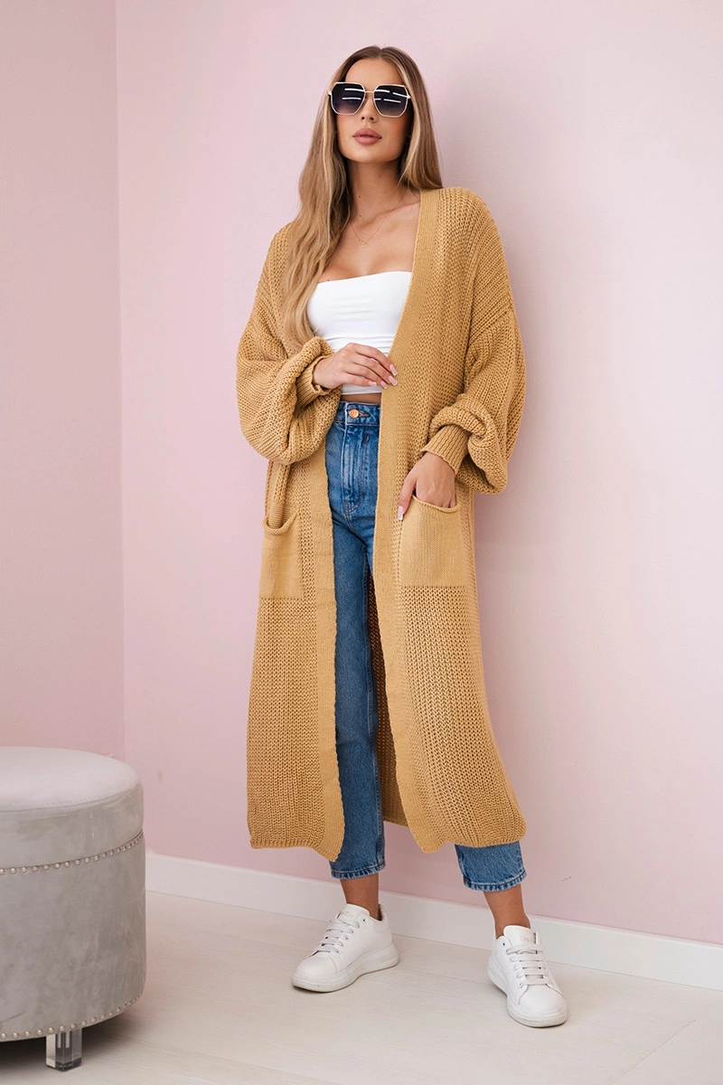 Long cardigan camel sweater