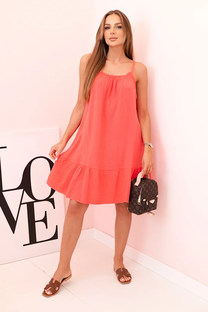 Kesi Włoski Women's muslin dress with straps and frill raspberry