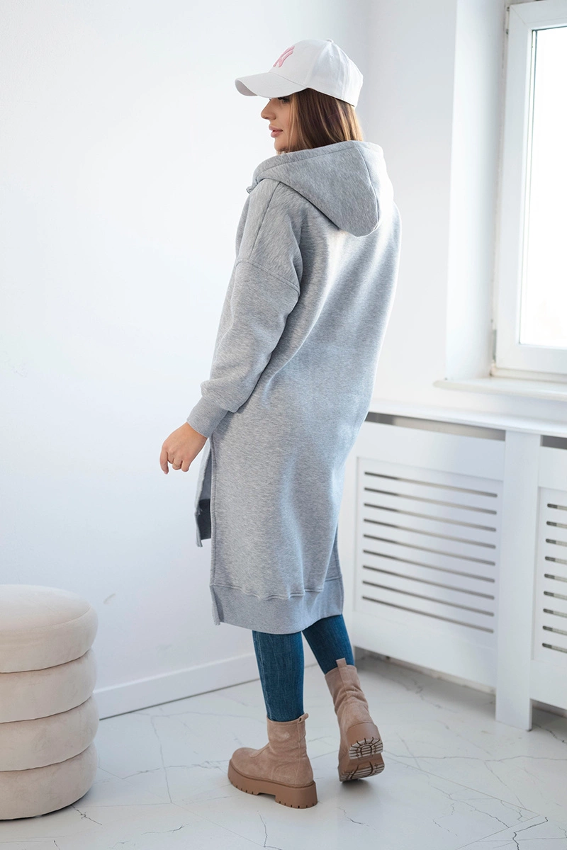 Insulated sweatshirt with slits on the sides in gray color