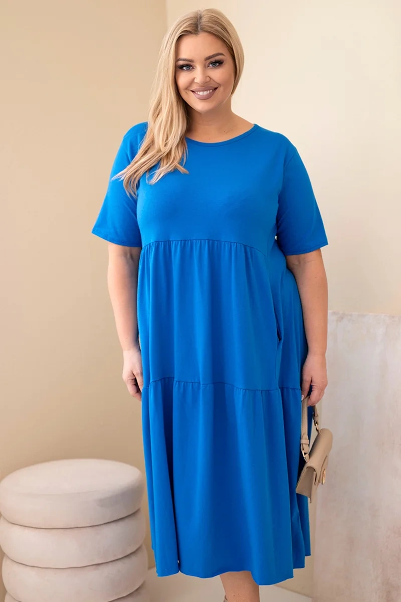 Kesi dámske bavlnené plus size šaty s krátkymi rukávmi
