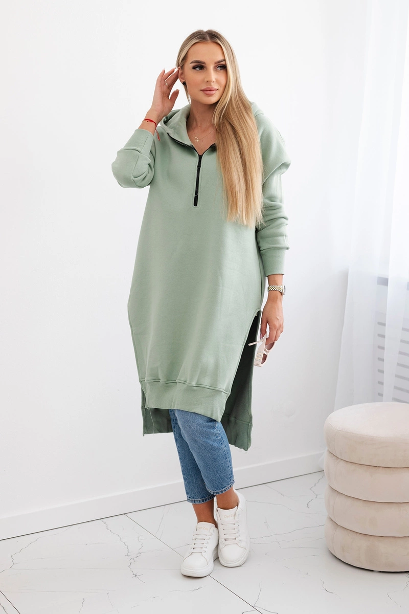Women&#039;s Insulated Sweatshirt with Decorative Buttons - Dark Mint