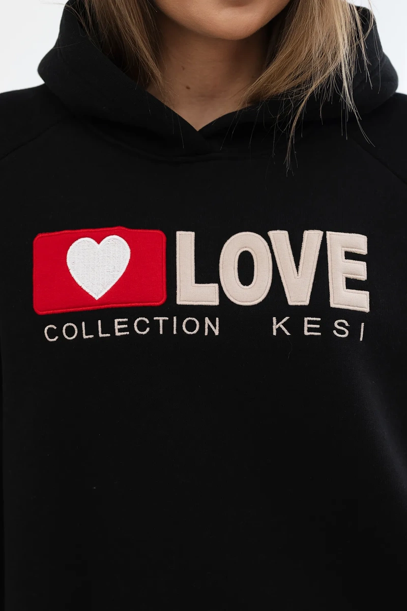 Black insulated cotton hoodie