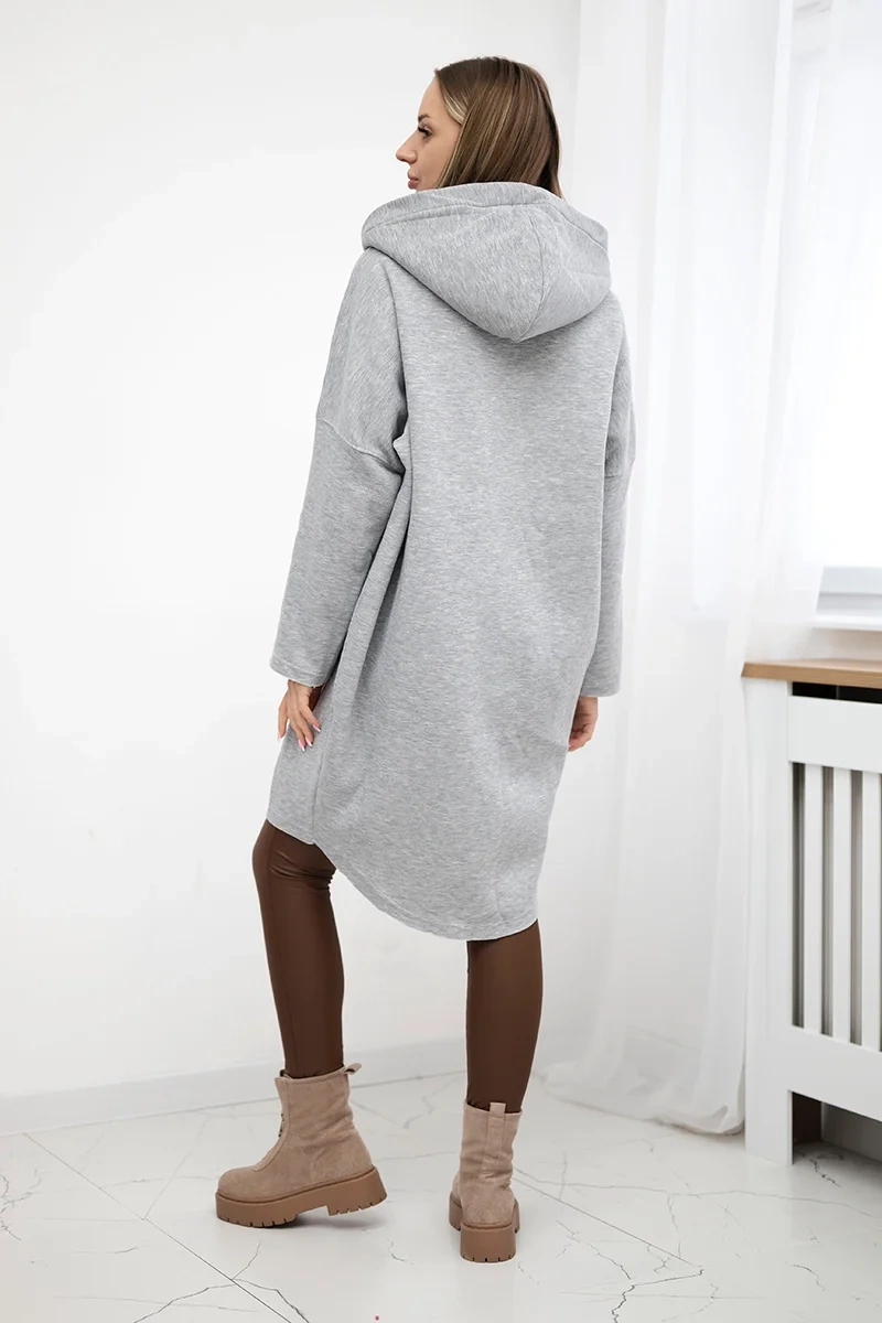 Insulated sweatshirt with a longer back in gray color