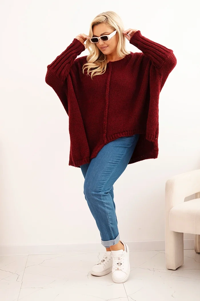 Kesi Włoski Dámsky sveter Plus Size z akrylom s voľným strihom a rukávom 3/4 fango