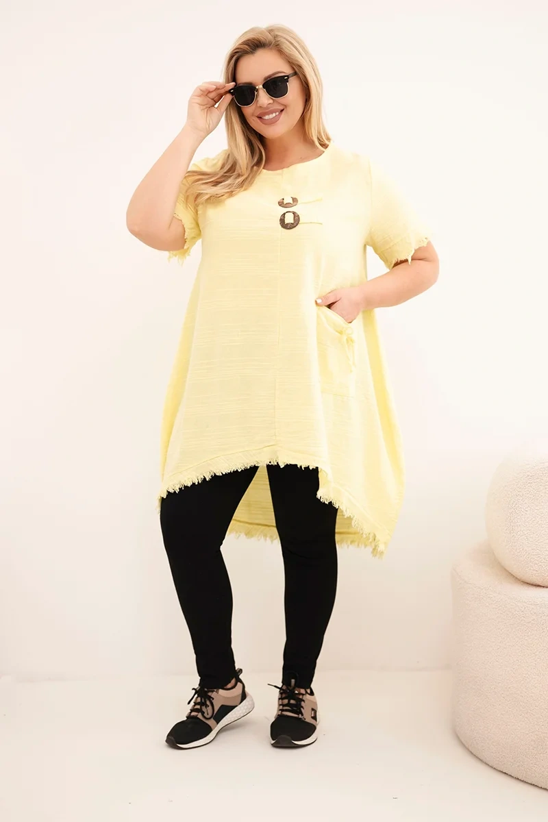 Kesi dámske bavlnené plus size šaty s dlhším zadným dielom