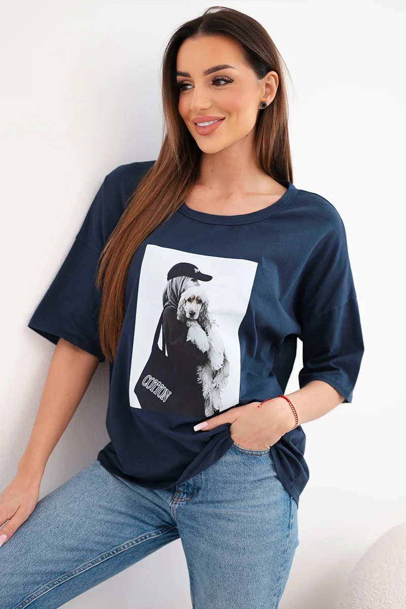 Памучна тениска с голям размер Kesi Włoski