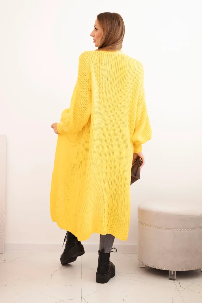 Kesi Włoski Long cardigan sweater dark yellow