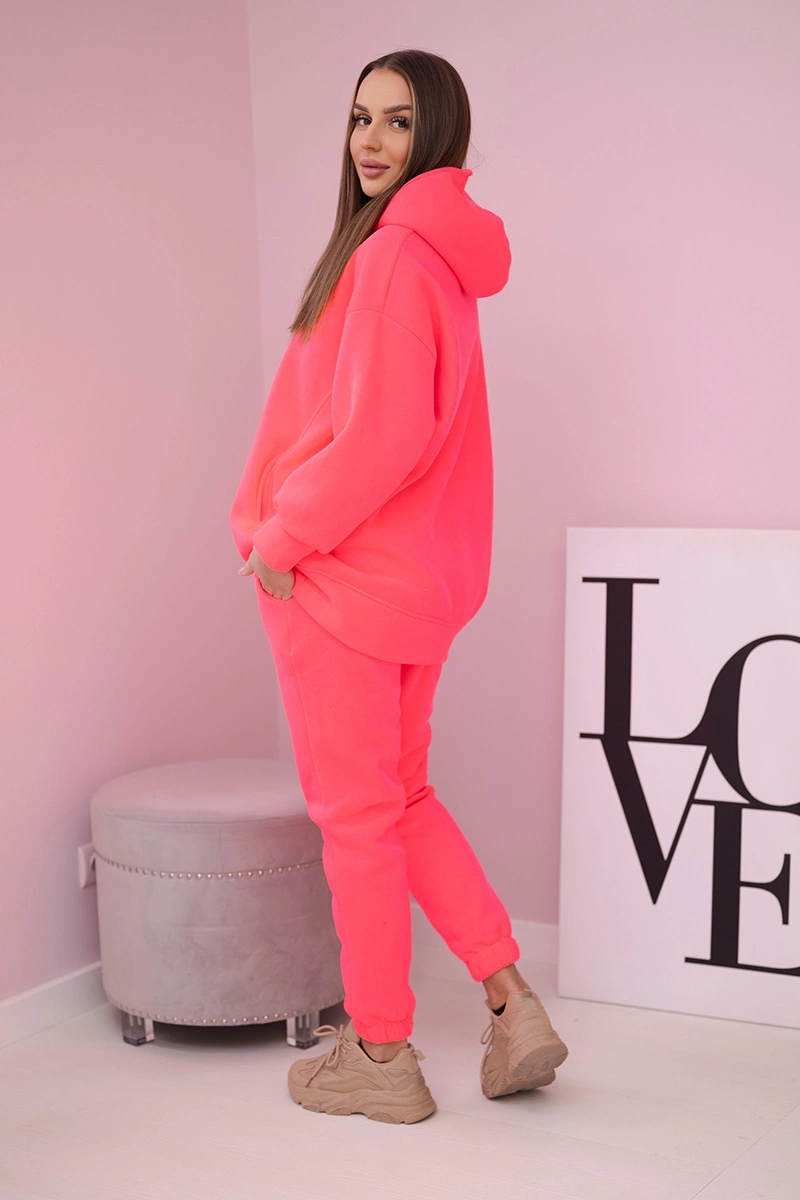 Insulated set with a sweatshirt in pink neon color