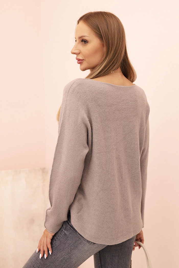 Kesi Włoski Women&#039;s sweater with viscose and V-neck fango