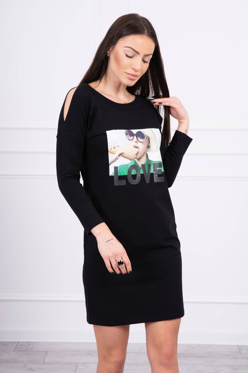 Dress with love print black