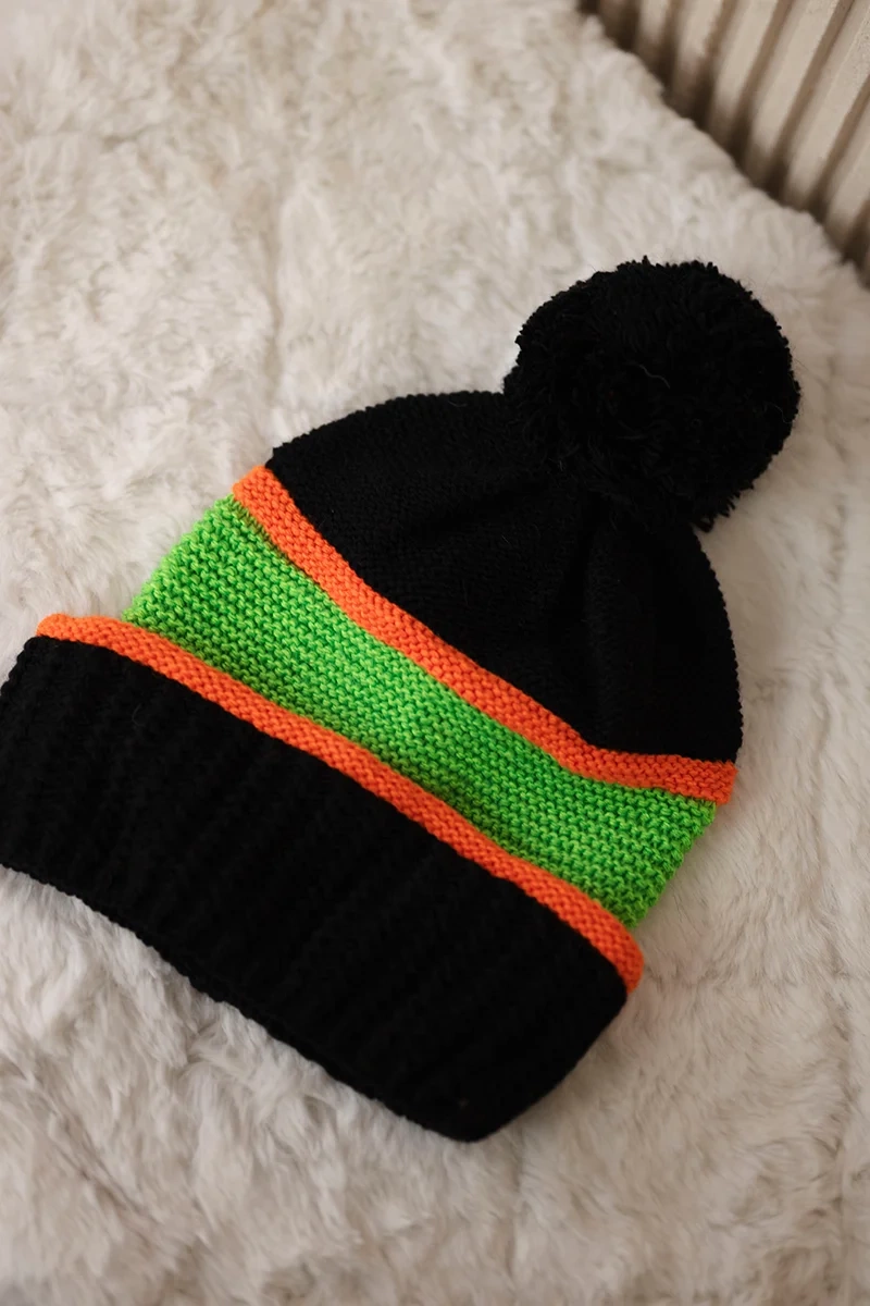 Women&#039;s Cap Kinga K297 Black + Orange + Neon Green
