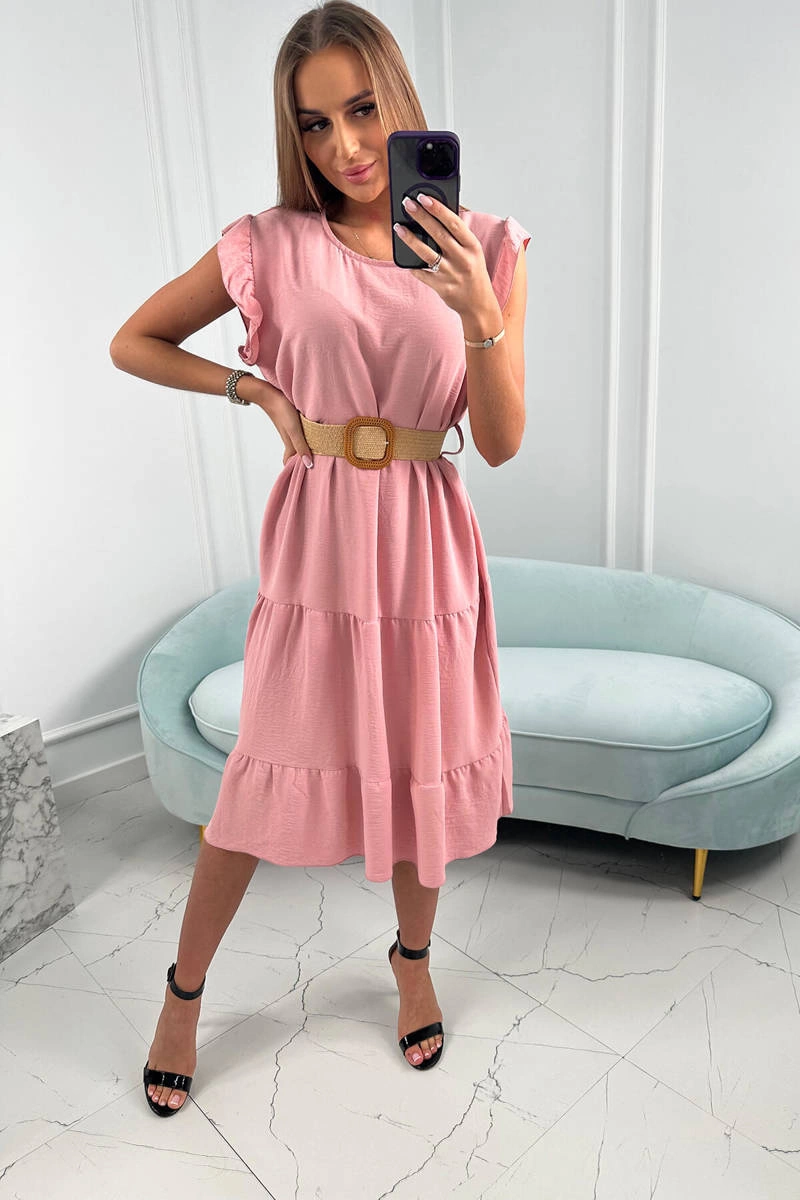 Dress with frills powder pink