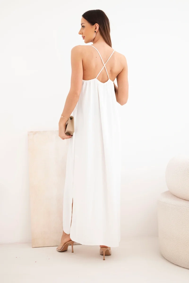 Long dress with straps ecru