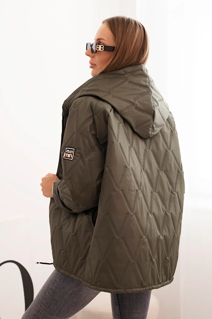 Kesi Włoski Women's quilted jacket with a hood khaki