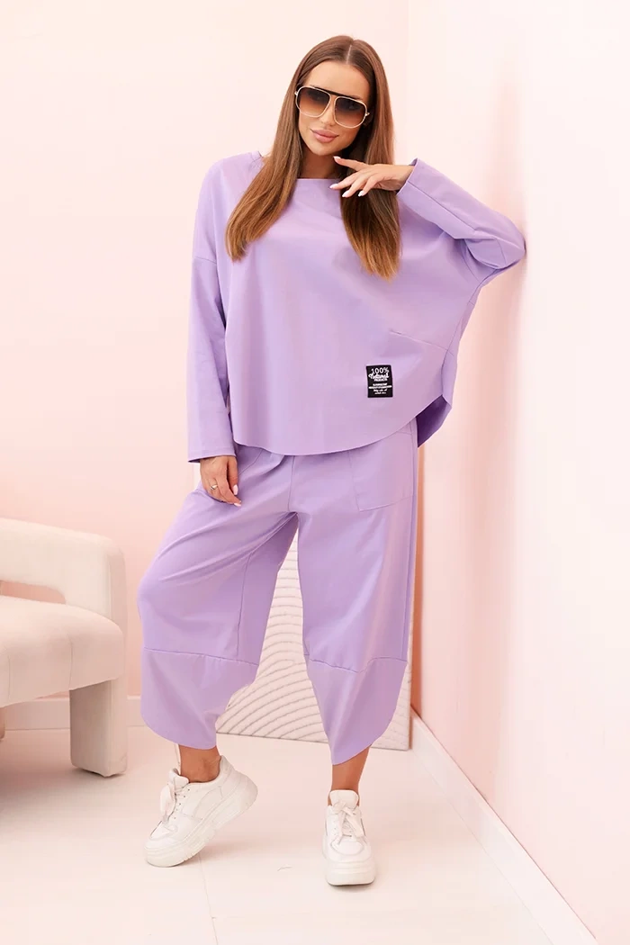Kesi Włoski Set of new punto sweatshirt pants light purple