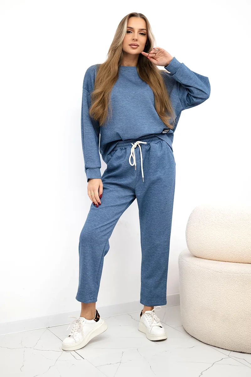 Kesi Włoski Buttery fabric set sweatshirt + pants denim melange