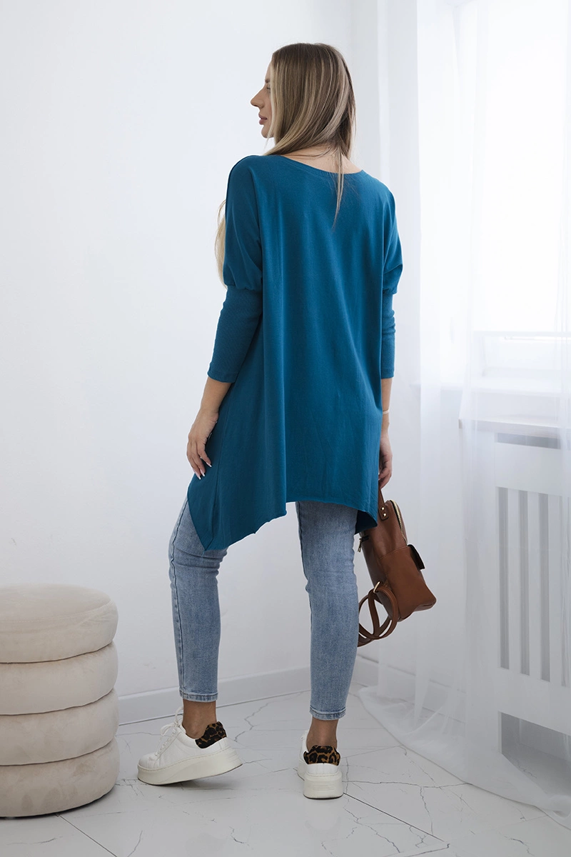 Oversize blouse with a rainbow print marine