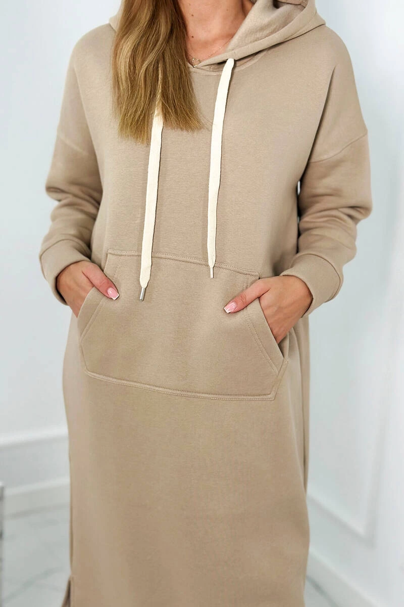 Long dress with hood light beige