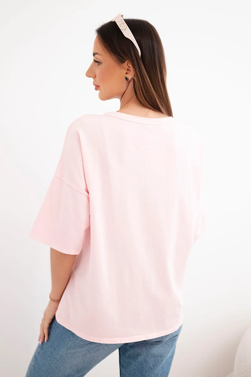 Kesi Włoski dámsky oversized bavlnený top s krátkymi rukávmi