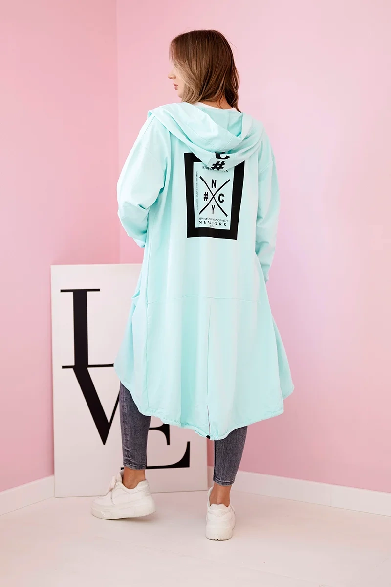 Oversize mint hooded cape