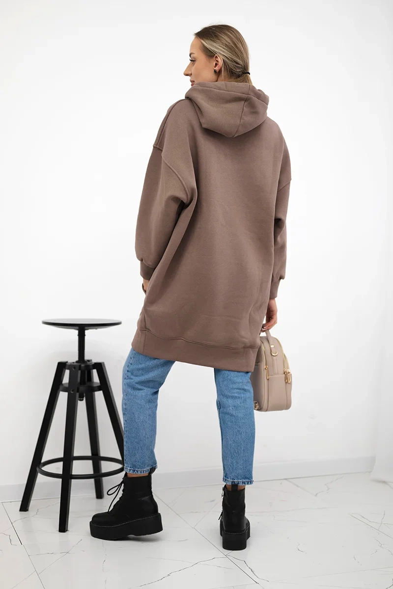 Insulated sweatshirt with embroidered oversize mocca inscription