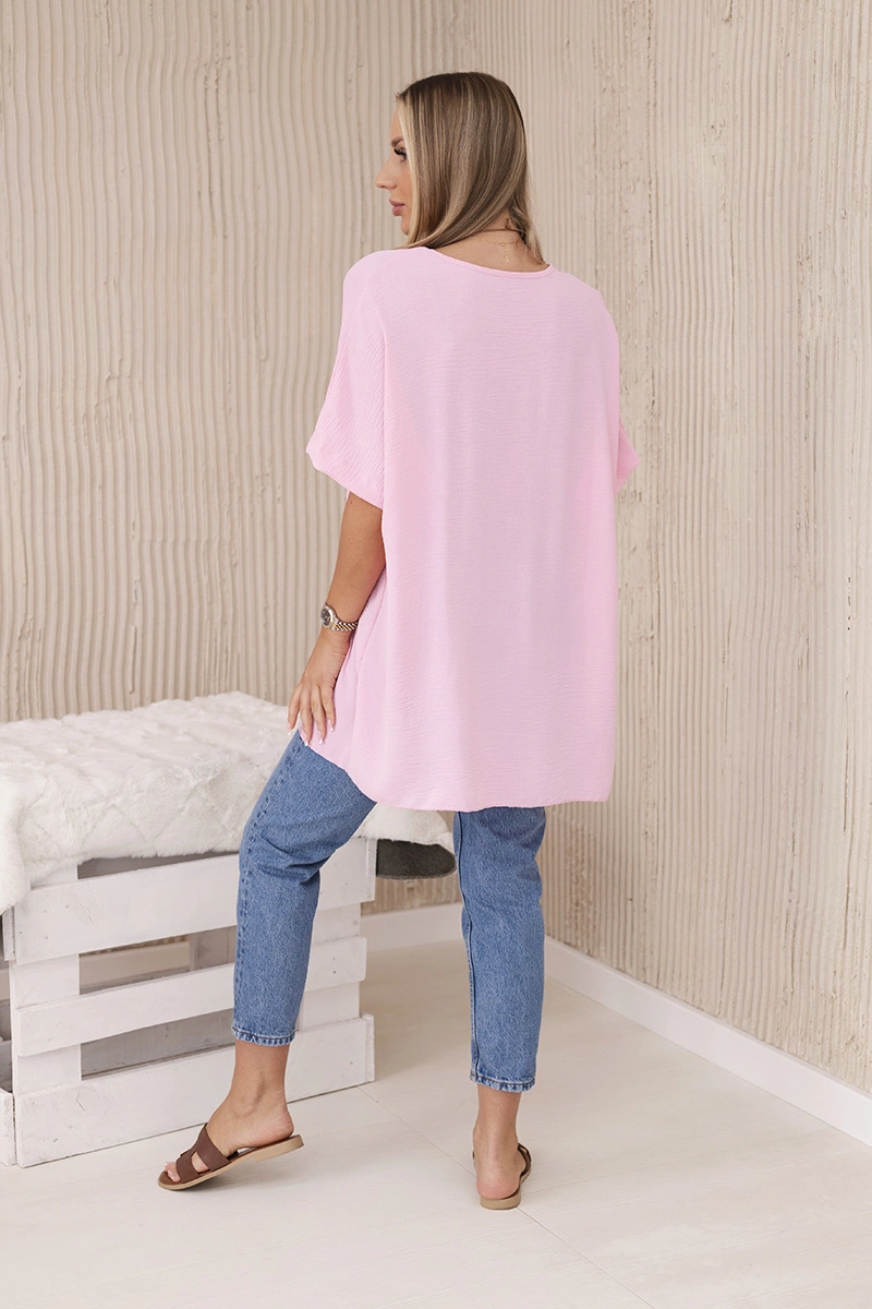 Oversized blouse with pendant light pink color