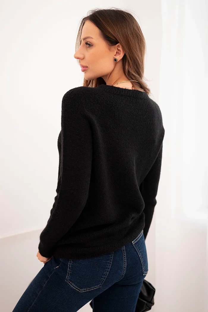Kesi Włoski Women&#039;s sweater made of baby alpaca with long sleeves black
