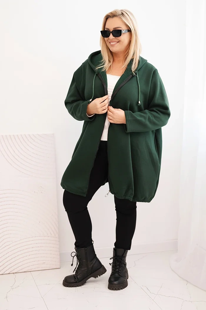 Kesi Women's insulated Plus Size hoodie with a V-neck brown