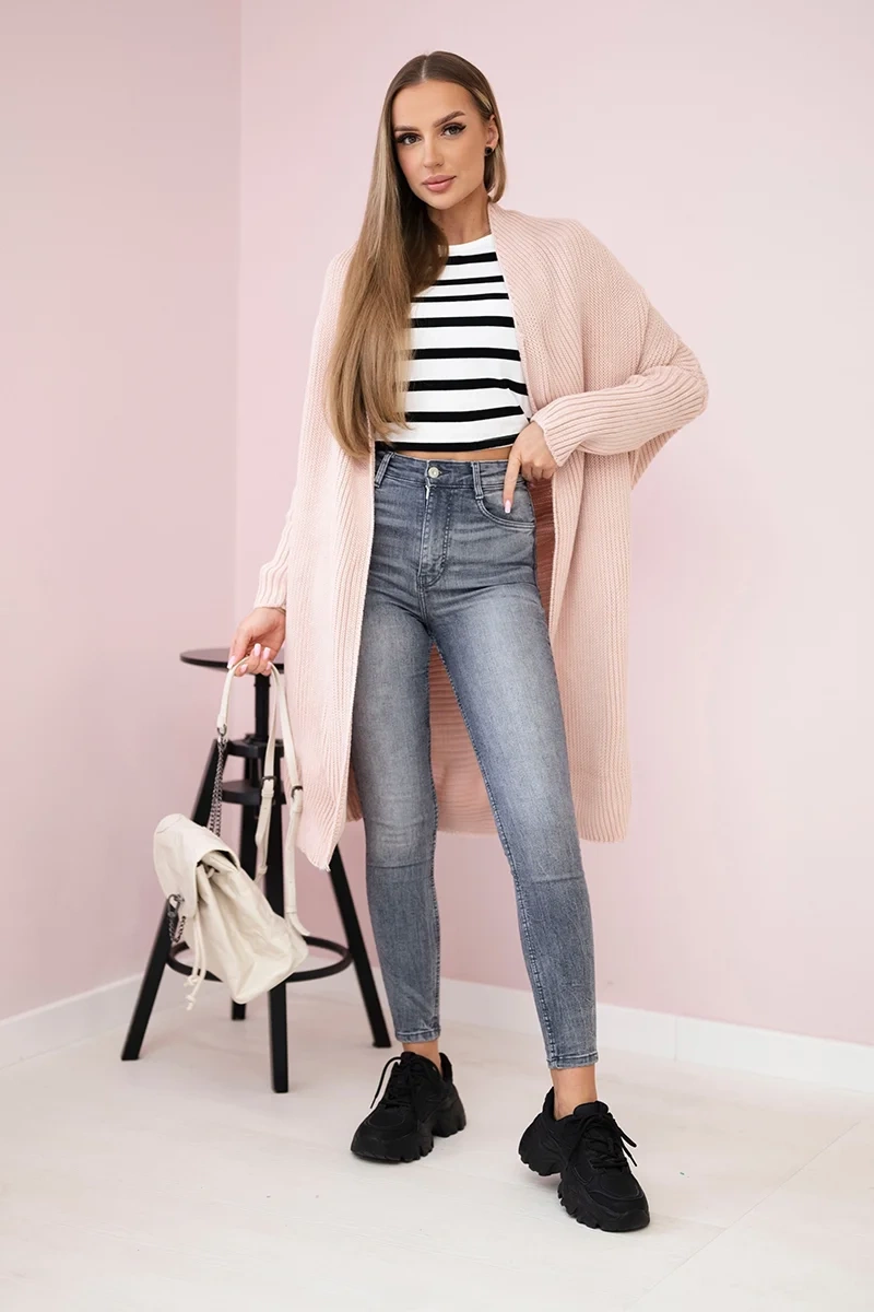 Sweater with batwing sleeve powder pink