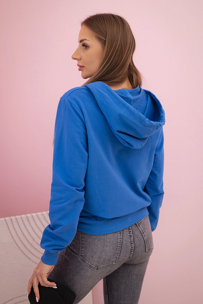 Kesi Women's cotton hoodie with pockets cornflower blue