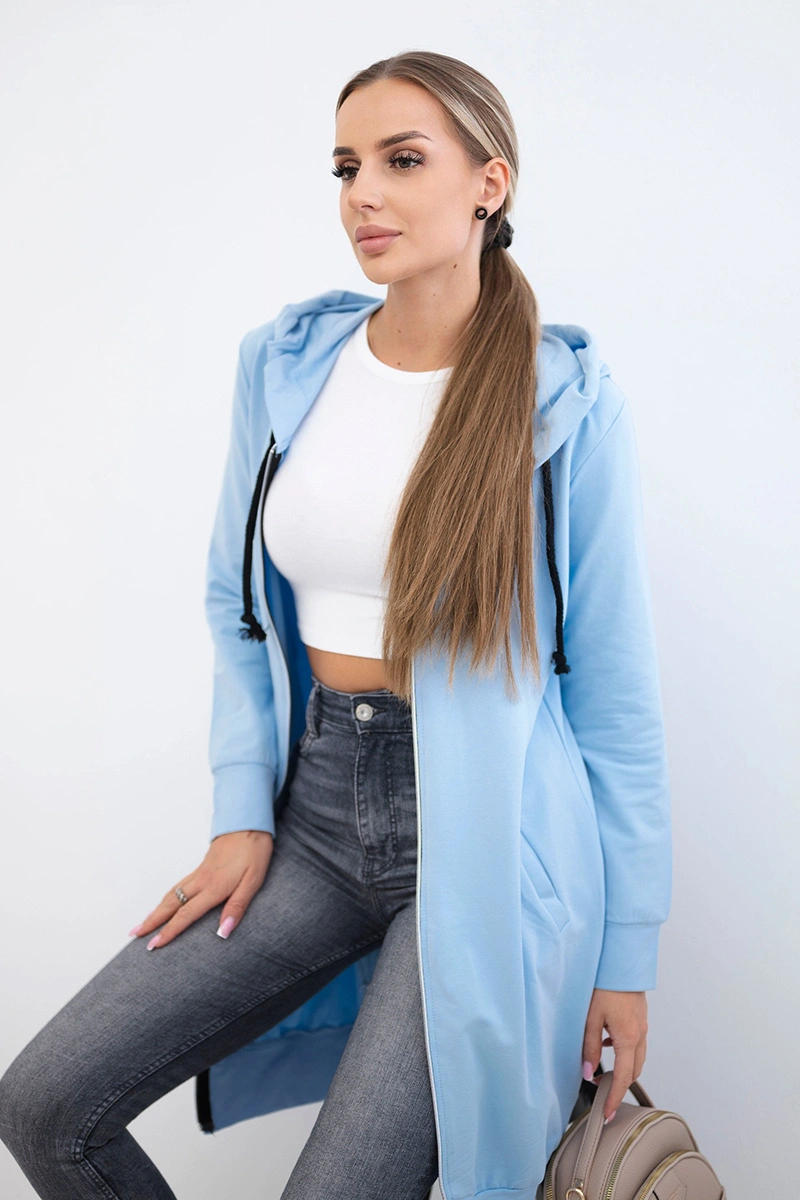 Dress with a hood and azure color
