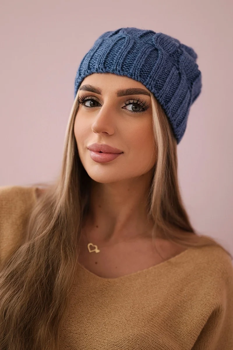 marka niezdefiniowana Fleecová čepice Iwona K221 denim