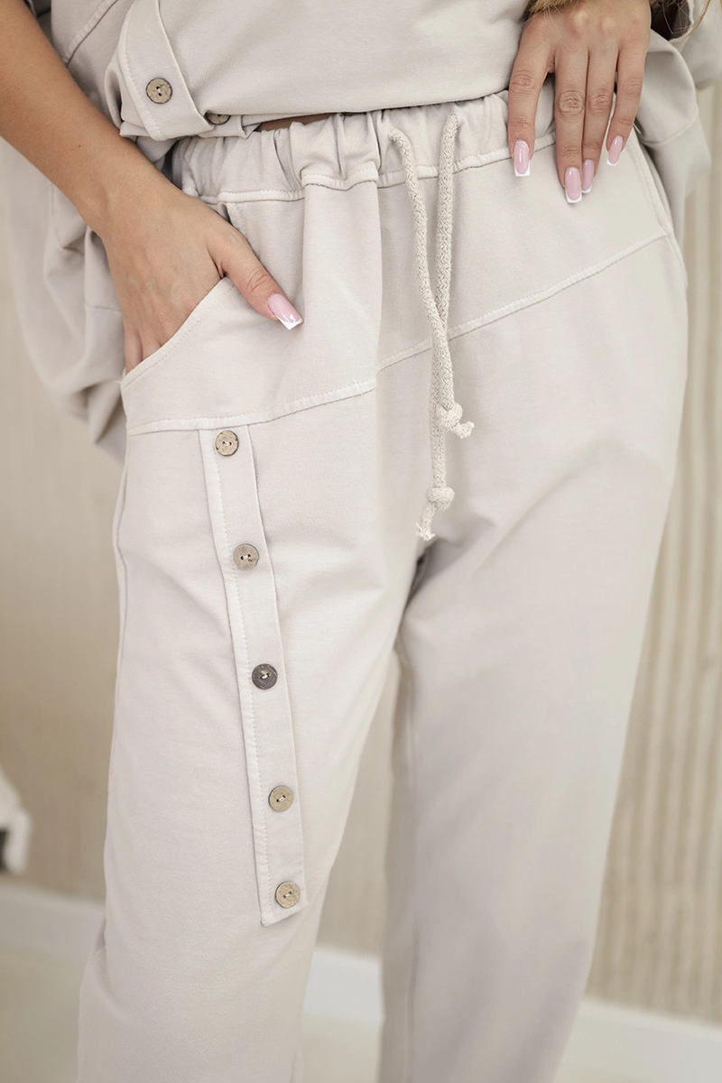 Włoski Oversize cotton set sweatshirt + pants beige