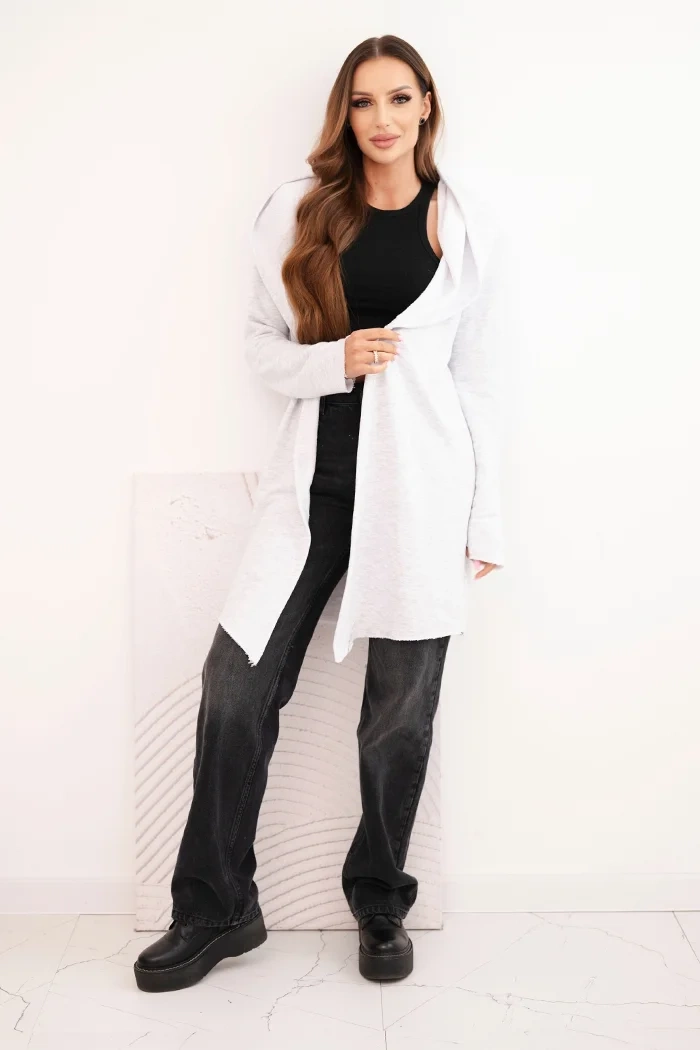 Kesi Women's cotton hoodie with an elongated front light gray