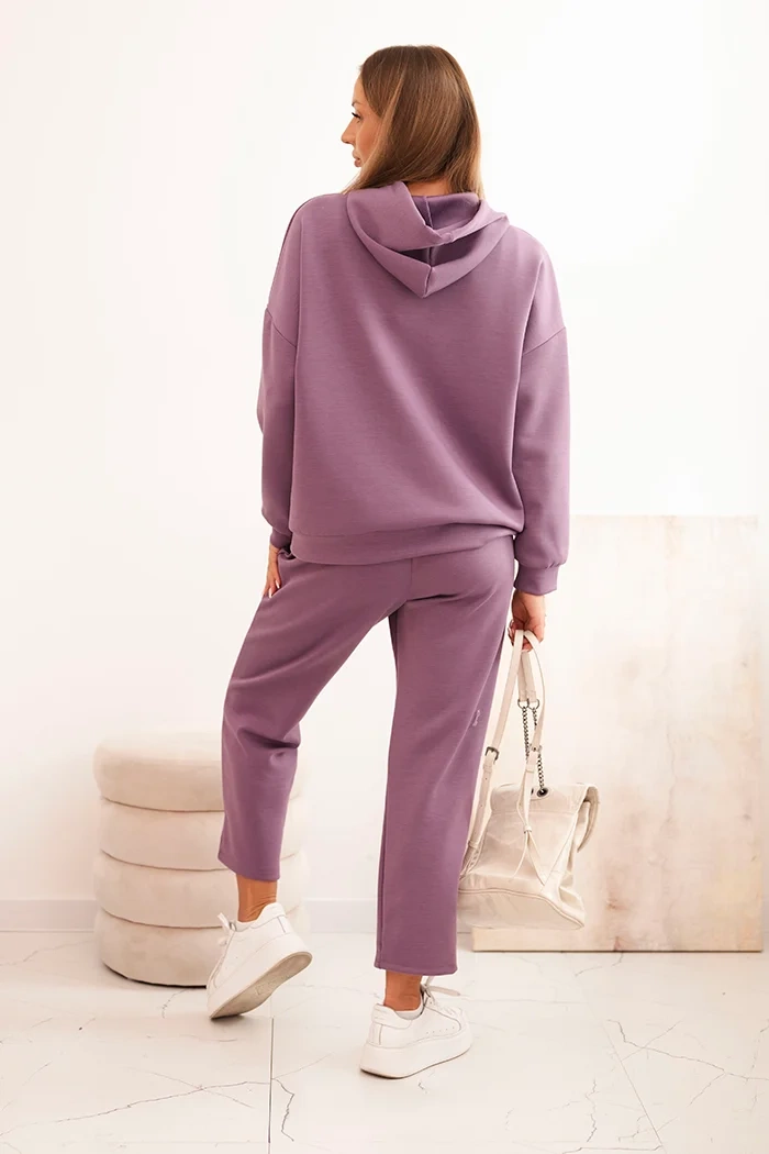 Kesi Włoski Women&#039;s set butter hoodie with pants with a belt purple