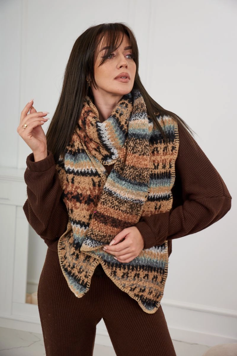 6072 Women&#039;s camel scarf + black