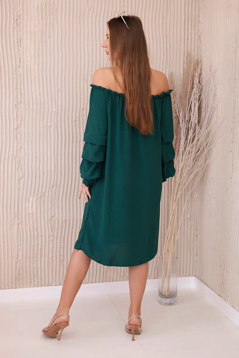 Spanish dress with decorative sleeves dark green