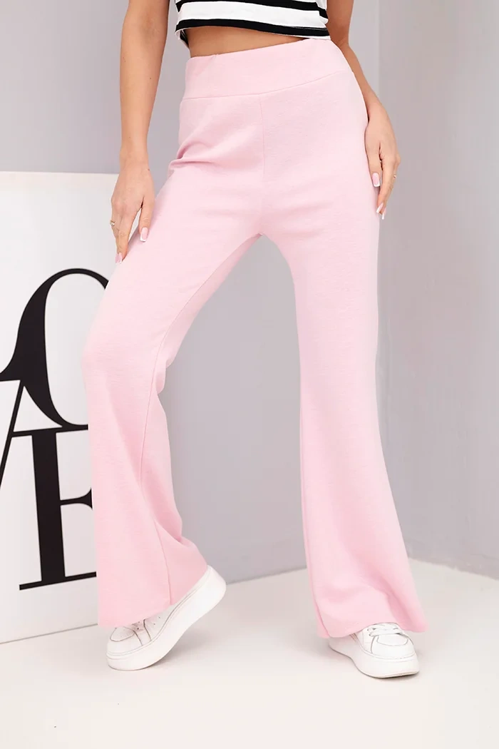 Дамски разкроени панталони Kesi, светло розови