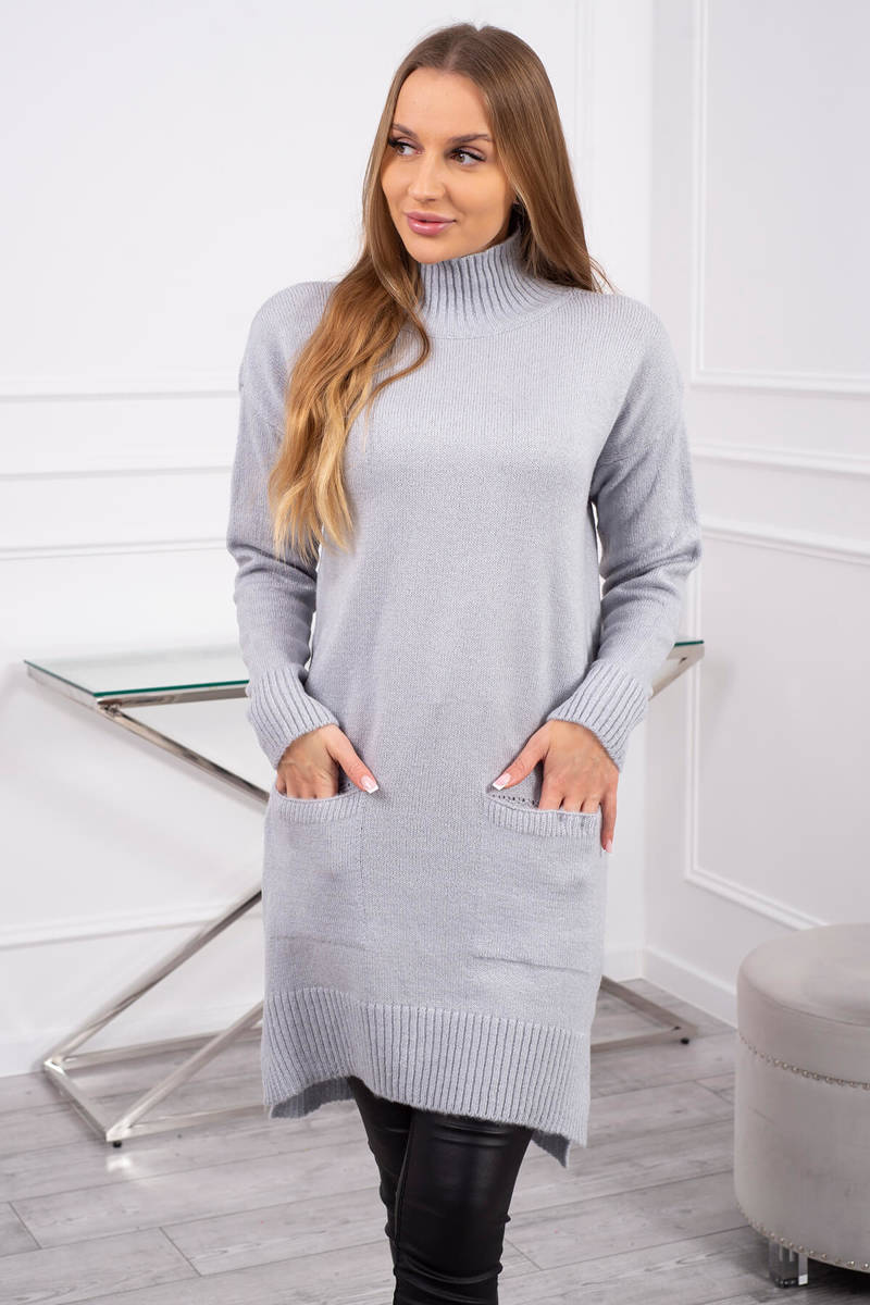 Sweater With Stand-up Collar Light Gray