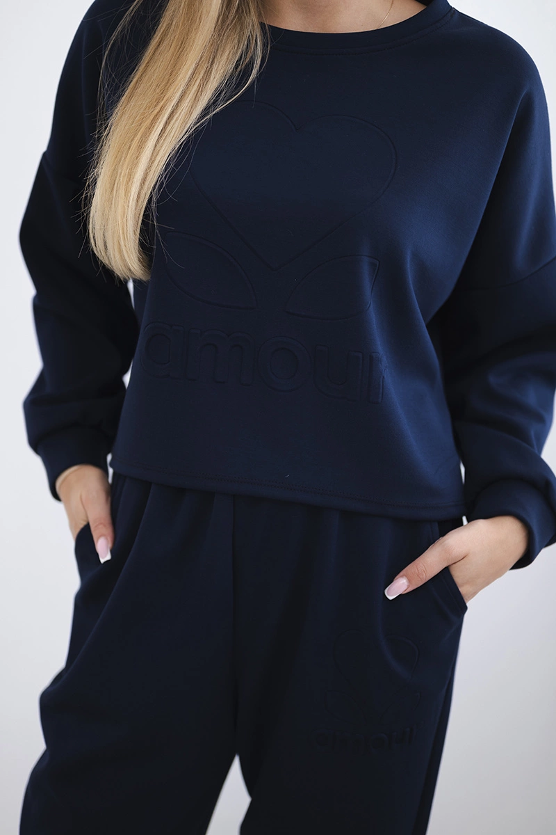 Kesi Włoski Viscose set Amour sweatshirt + pants navy blue