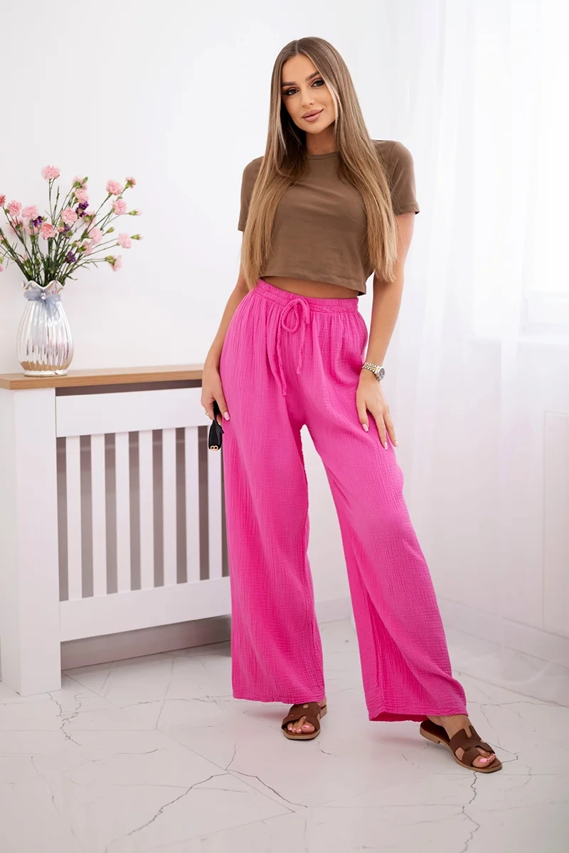 Kesi Włoski Muslin pants with a wide leg pink