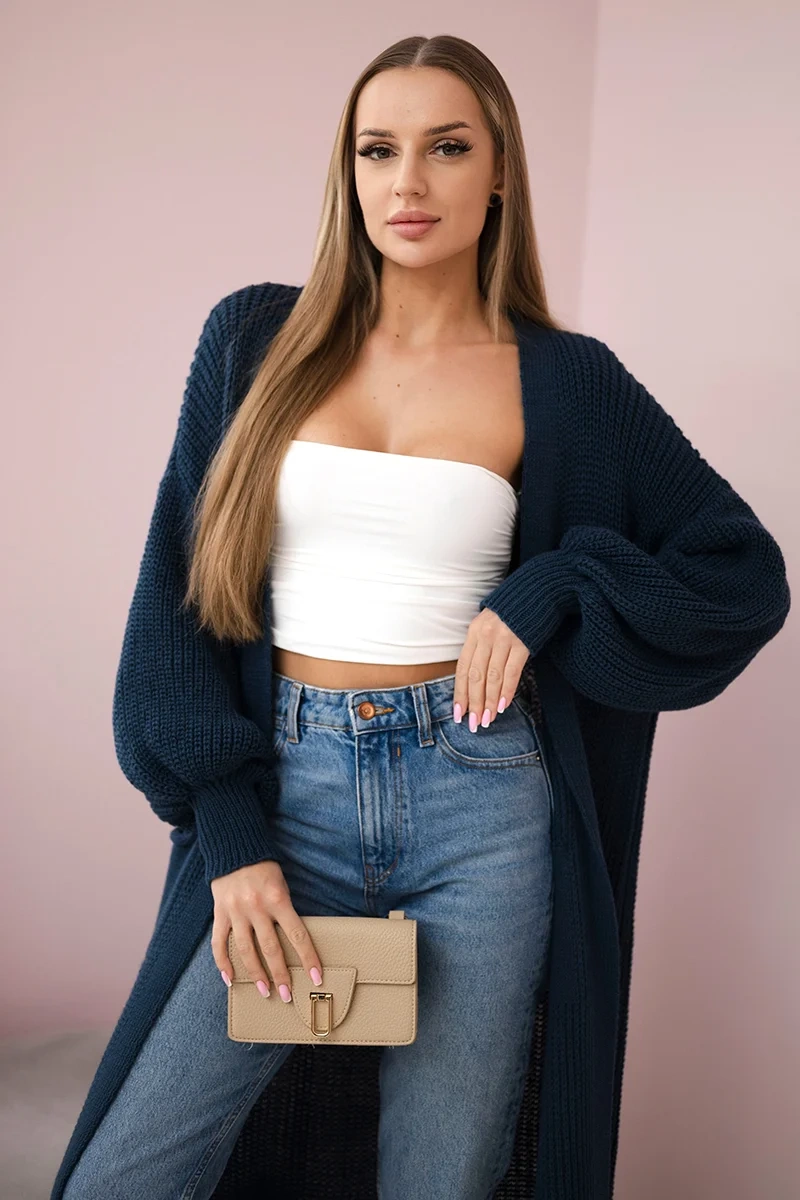 Kesi Włoski Sweater long cardigan Dark denim